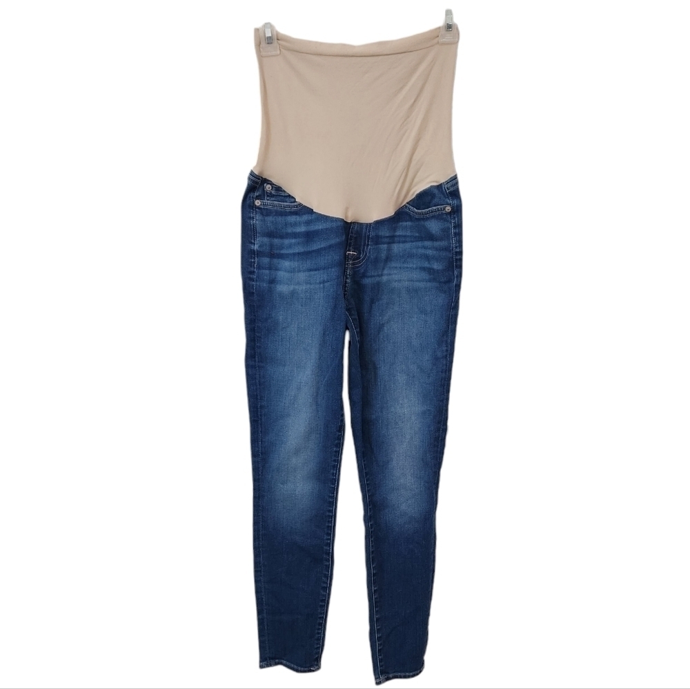 💜 7 FOR ALL MANKIND Over The Belly Maternity Jeans Medium Blue
